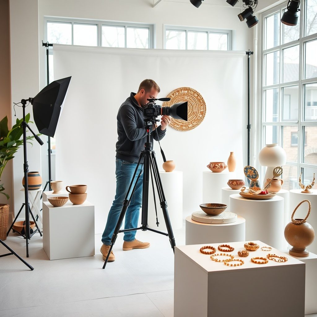 Product photography setup in studio
