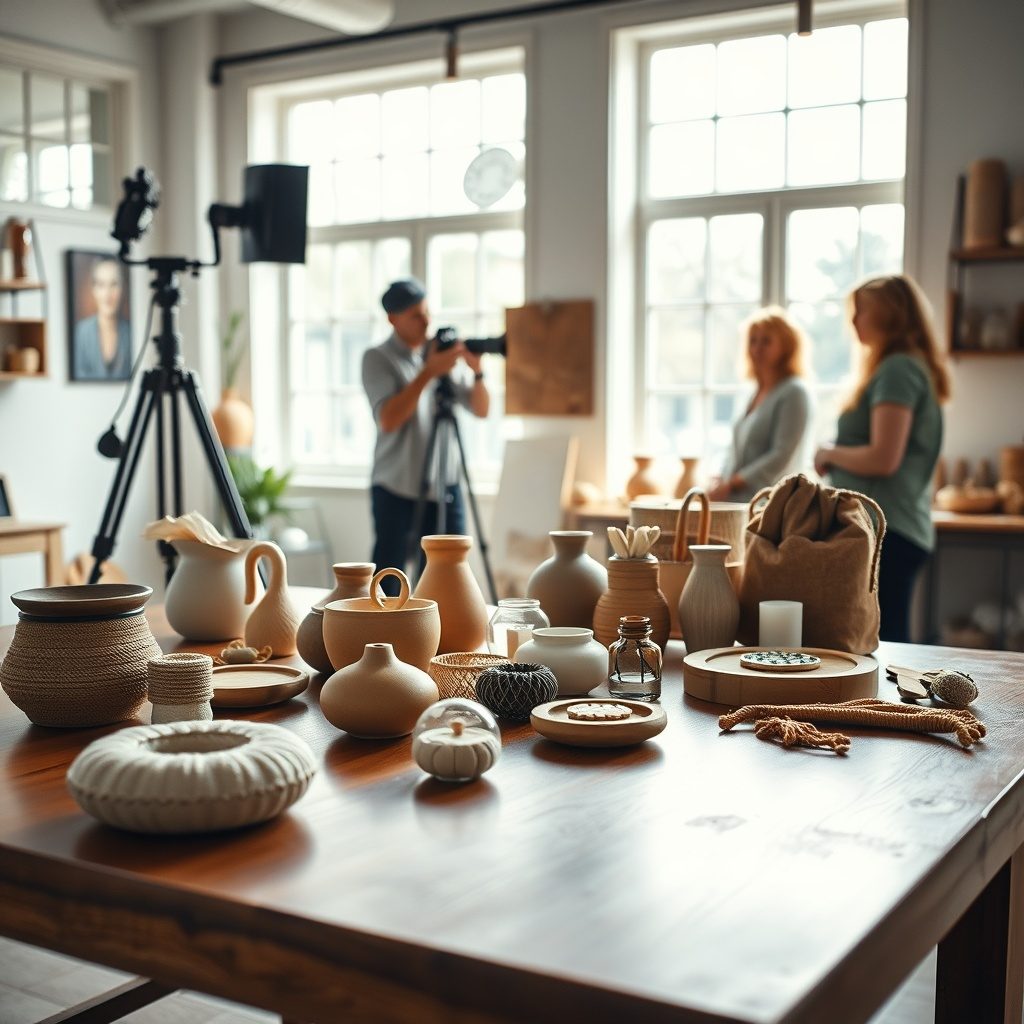 Product photography setup in studio
