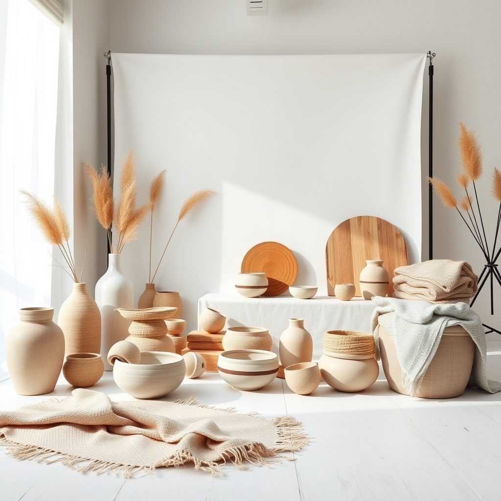 Product photography studio showcasing independent makers' products.