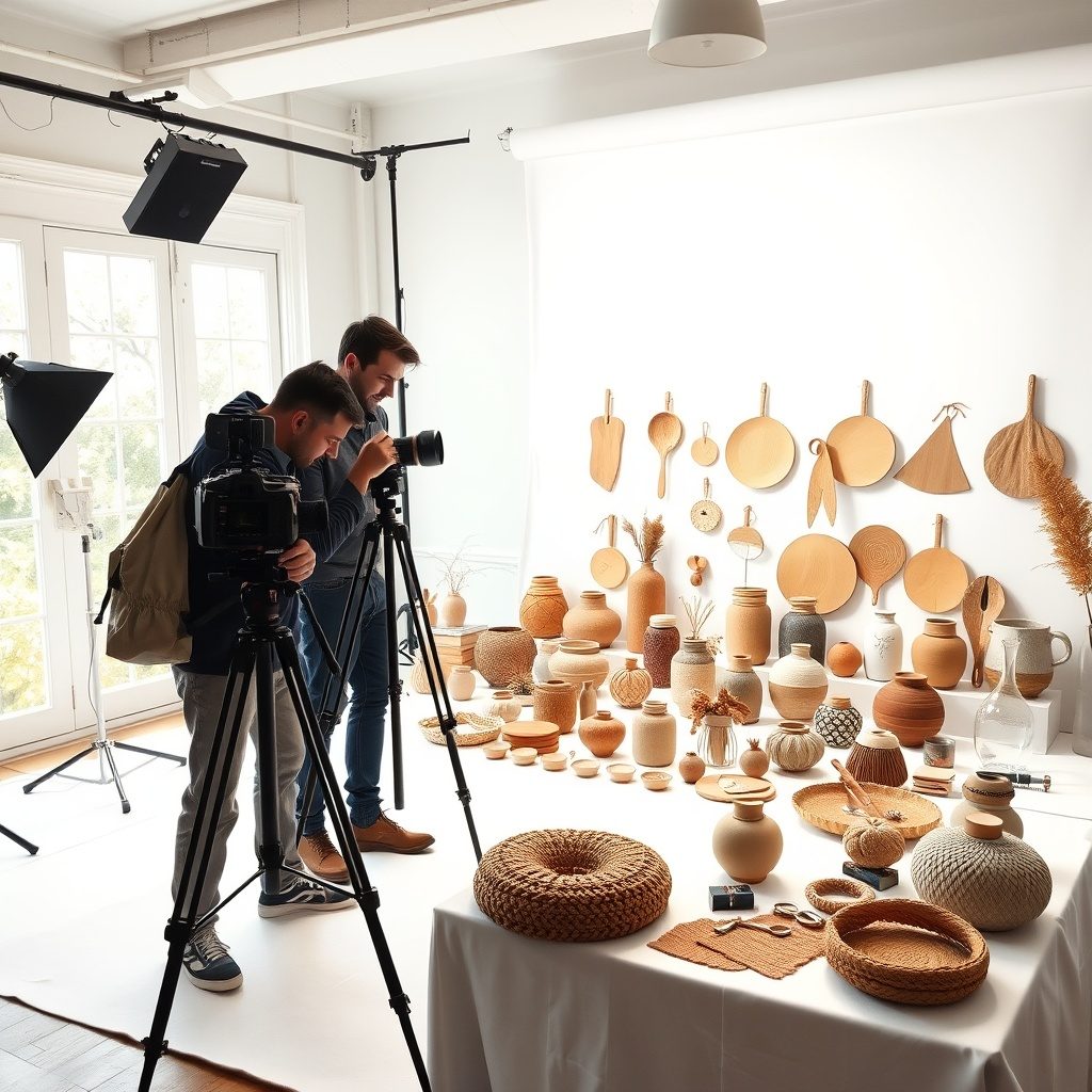 Product photography showcasing unique artisan items.